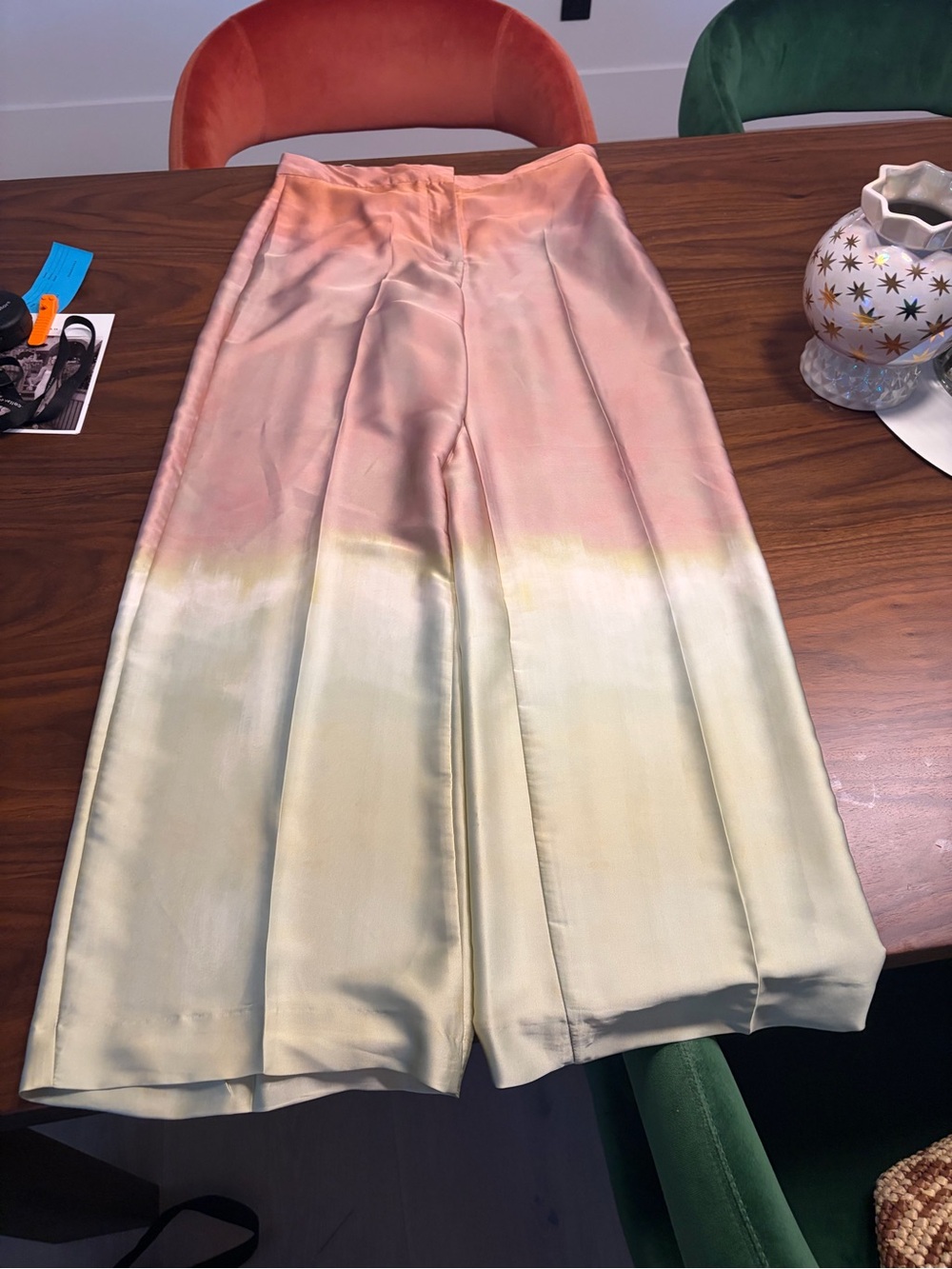 Zara Peach to Blush Ombre Satin Pants